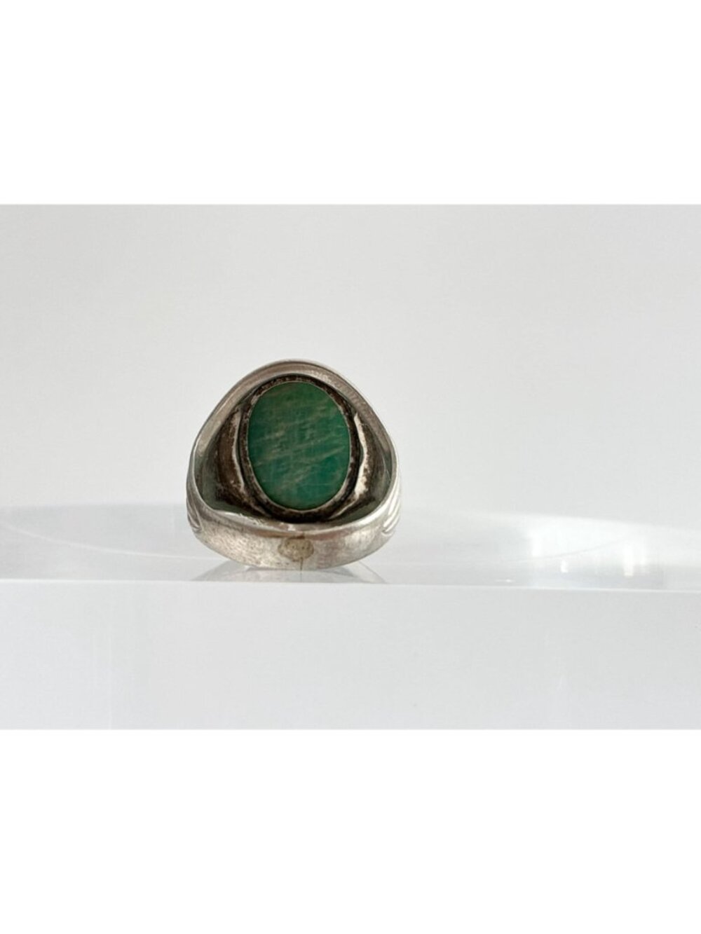 Amazonite Green Gemstone Solitaire Sterling Silver 925 Vintage Ring - sz 6.75 - Picture 6 of 16